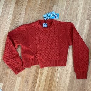 Future Collective Reese Blustein Target Cropped Sweater Rust/Orange - Size M